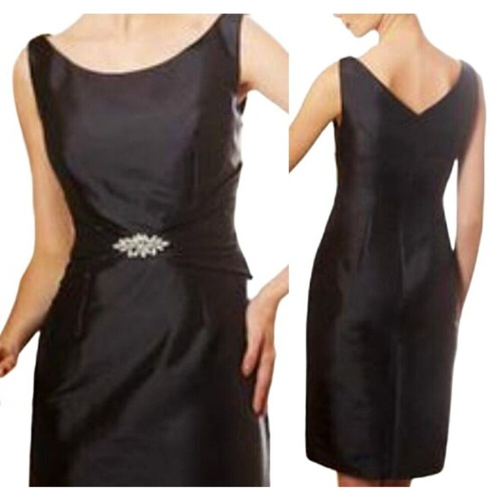 Jade By Jasmine Women’s Stunning Taffeta Bateau Neckline Sheath Dress Size 8 - Picture 3 of 15
